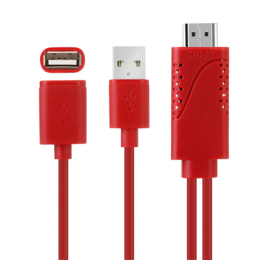 USB Male + USB 2.0 Female to HDMI Phone to HDTV Adapter Cable(Red) by buy2fix
