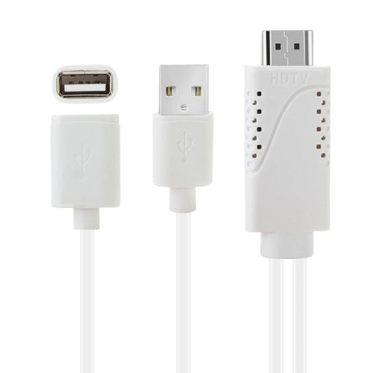 USB Male + USB 2.0 Female to HDMI Phone to HDTV Adapter Cable(White) by buy2fix