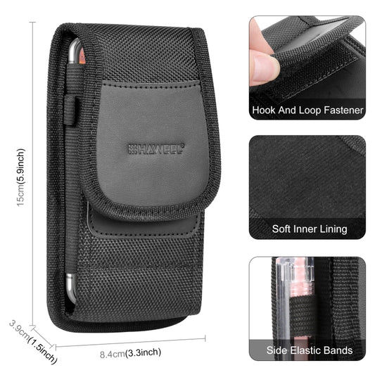HAWEEL 4.7 inch Nylon Cloth Phone Belt Clip Carrying Pouch with Card Slot(Black) - by HAWEEL | Online Shopping UK | buy2fix
