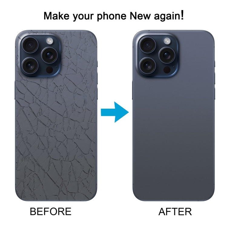 For iPhone 15 Pro Max Glass Battery Back Cover with Camera Lens Cover(Blue) by buy2fix