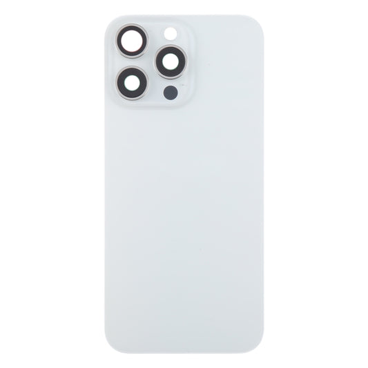 For iPhone 15 Pro Max Glass Battery Back Cover with Camera Lens Cover(White) by buy2fix