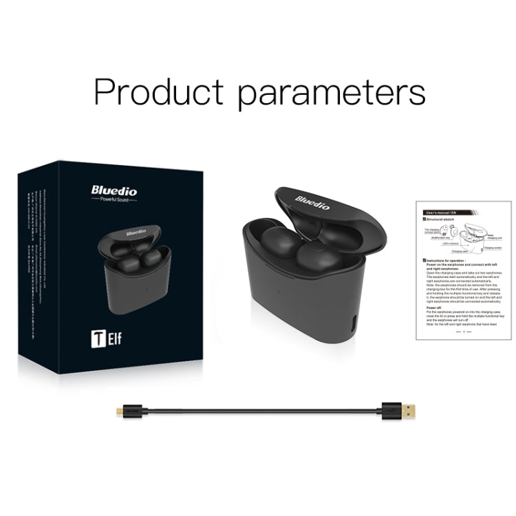 Bluedio TWS T-elf Bluetooth Version 5.0 In-Ear Bluetooth Headset with Headphone Charging Cabin(Black) by Bluedio
