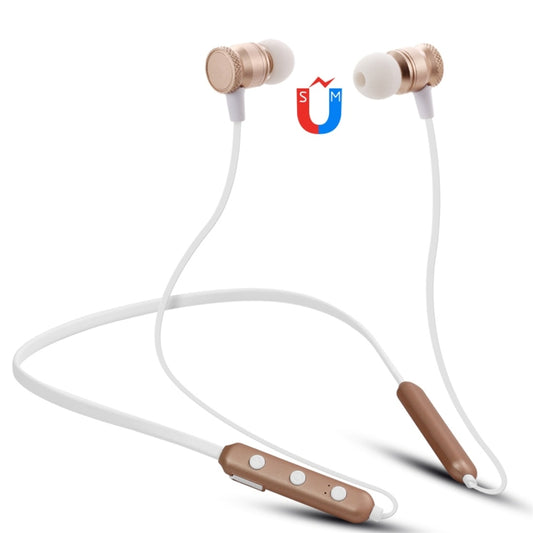 BT-890 Bluetooth 4.2 Hanging Neck Design Bluetooth Headset, Support Music Play & Switching & Volume Control & Answer(Gold) by buy2fix