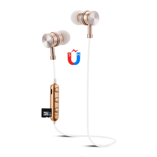 F3 Bluetooth 4.2 Hanging Neck Design Bluetooth Headset, Support Music Play & Switching & Volume Control & Answer(Gold) by buy2fix