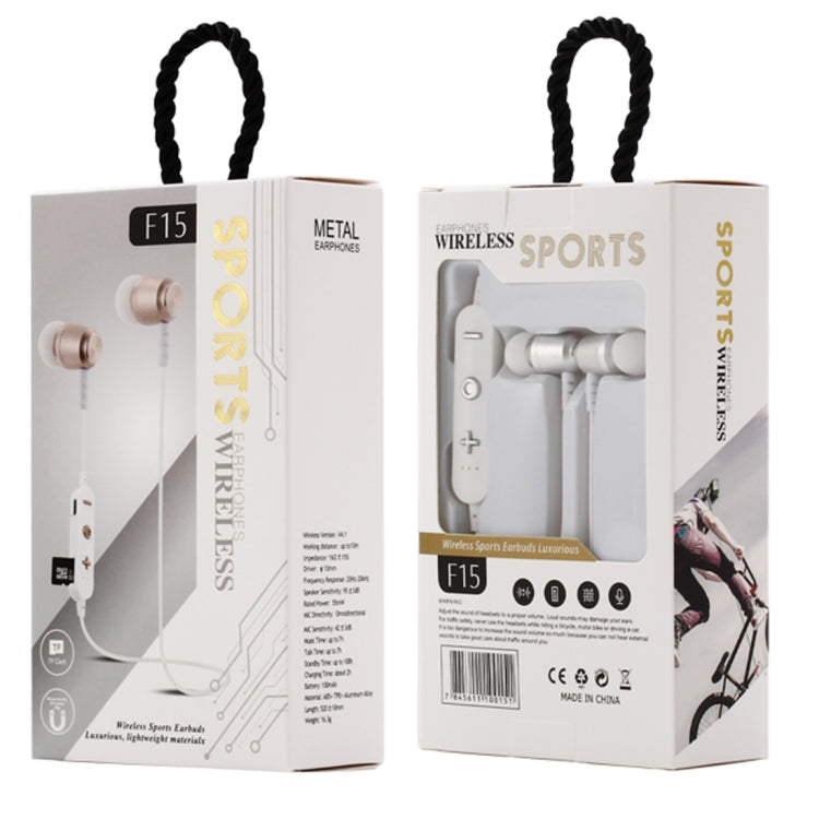 F15 Bluetooth 4.2 Hanging Neck Design Bluetooth Headset, Support Music Play & Switching & Volume Control & Answer(Silver) by buy2fix