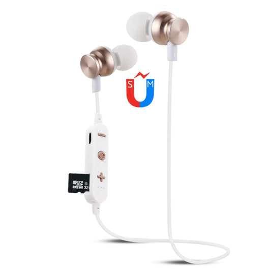 F17 Bluetooth 4.2 Hanging Neck Design Bluetooth Headset, Support Music Play & Switching & Volume Control & Answer(Gold) by buy2fix