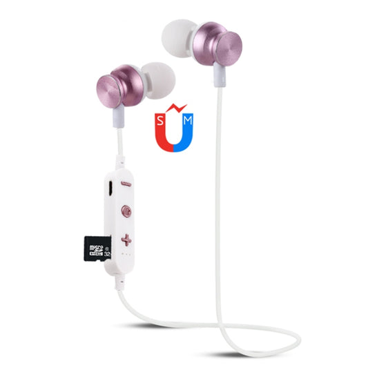 F17 Bluetooth 4.2 Hanging Neck Design Bluetooth Headset, Support Music Play & Switching & Volume Control & Answer(Rose Gold) by buy2fix