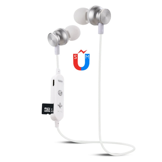 F17 Bluetooth 4.2 Hanging Neck Design Bluetooth Headset, Support Music Play & Switching & Volume Control & Answer(Silver) by buy2fix
