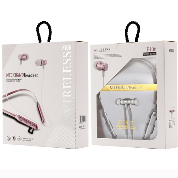 F106 Bluetooth 4.2 Hanging Neck Design Bluetooth Headset, Support Music Play & Switching & Volume Control & Answer(Silver) by buy2fix