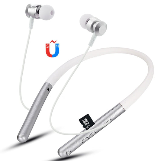 F108 Bluetooth 4.2 Hanging Neck Design Bluetooth Headset, Support Music Play & Switching & Volume Control & Answer(Silver) by buy2fix