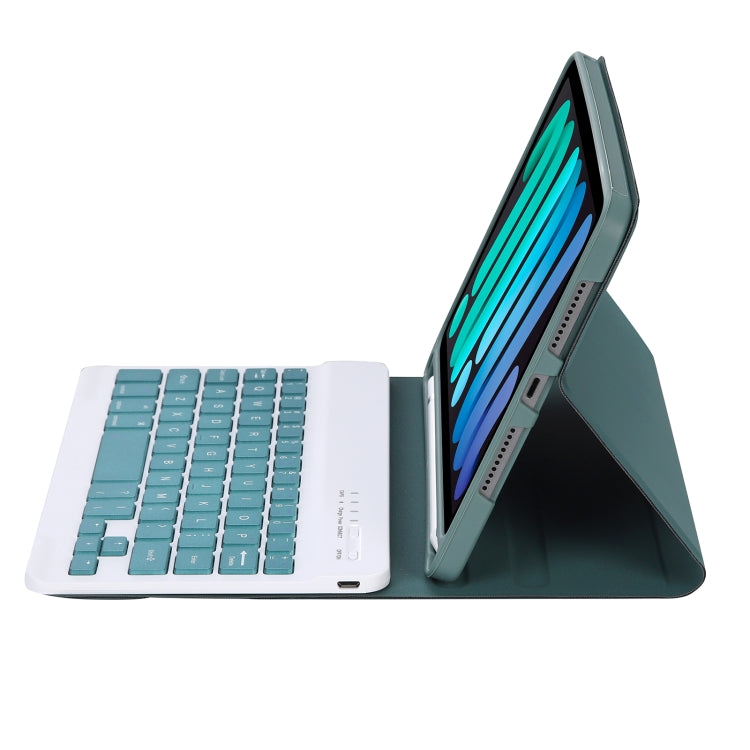C06B Ultra-thin Candy Colors Bluetooth Keyboard Tablet Case for iPad mini 6 / mini 7 , with Stand & Pen Slot (Dark Green) by buy2fix