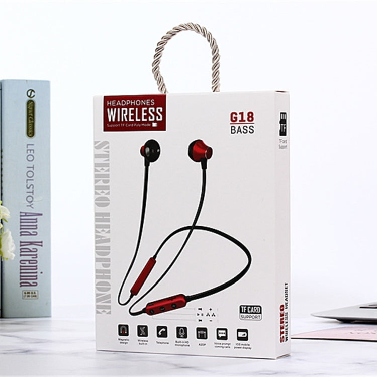 MG-G18 Bluetooth 4.2 Sport Wireless Bluetooth Earphone, Support Card (Black Red) by buy2fix