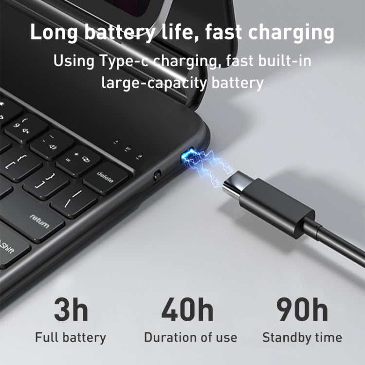 For iPad Air 2022 / 2020 T89 Magic Suspended Bluetooth Keyboard Leather Case(Black) by buy2fix