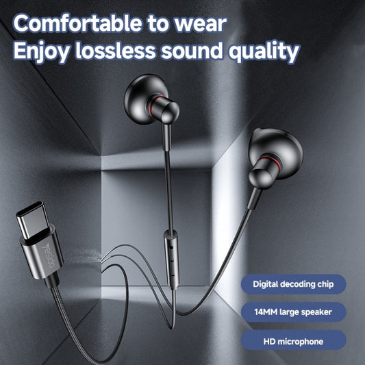 Yesido YH49 Type-C Digital Solutions Line-Control In-Ear Wired Earphone, Length: 1.2m (Black) by Yesido