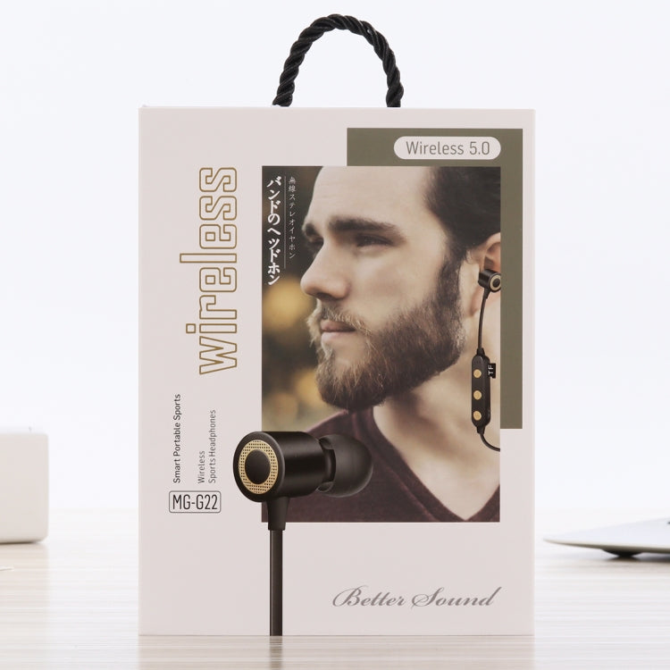 MG-G22 Portable Sports Magnetic Absorption Bluetooth V5.0 Bluetooth Headphones, Support TF Card(Black) by buy2fix