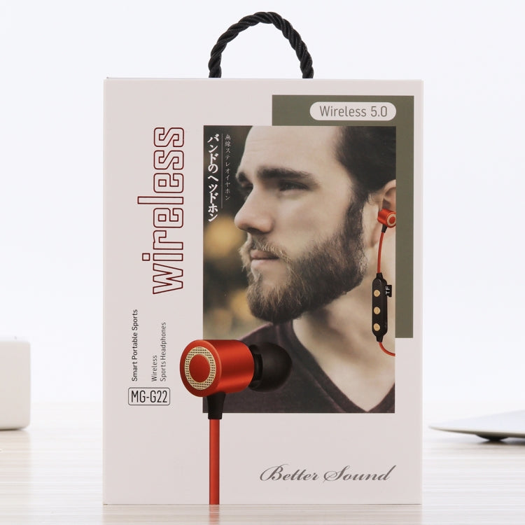 MG-G22 Portable Sports Magnetic Absorption Bluetooth V5.0 Bluetooth Headphones, Support TF Card(Red) by buy2fix