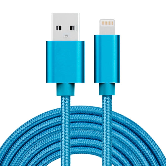 3m 3A Woven Style Metal Head 8 Pin to USB Data / Charger Cable(Blue) by buy2fix