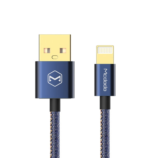 Mcdodo CA-1730 1.2m 2.4A Reversible 8 Pin to USB Denim Cover TPE Jacket Data Sync Charging Cable with Aero Aluminum Head for iPhone, iPad (Denim Blue) by Mcdodo