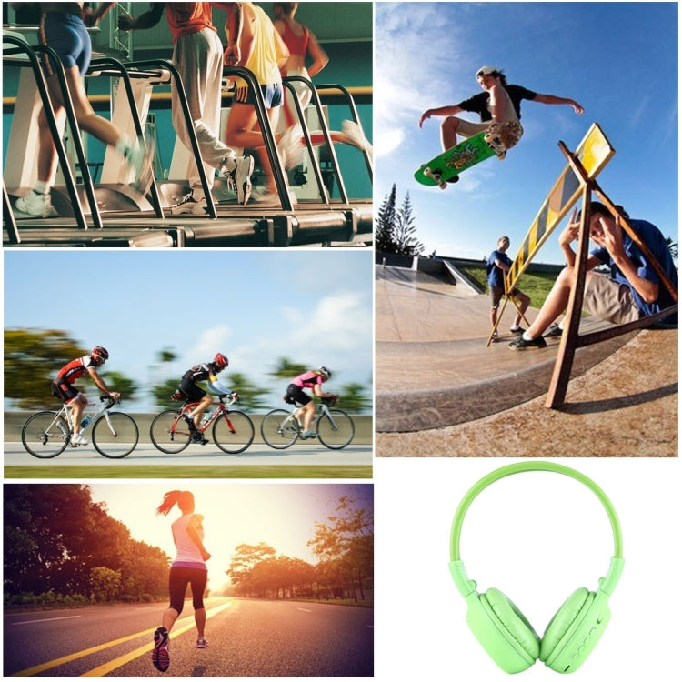 BS-N65 Headband Folding Stereo HiFi Wireless Headphone Headset with LCD Screen & TF Card Slot & LED Indicator Light & FM Function(Green) by buy2fix