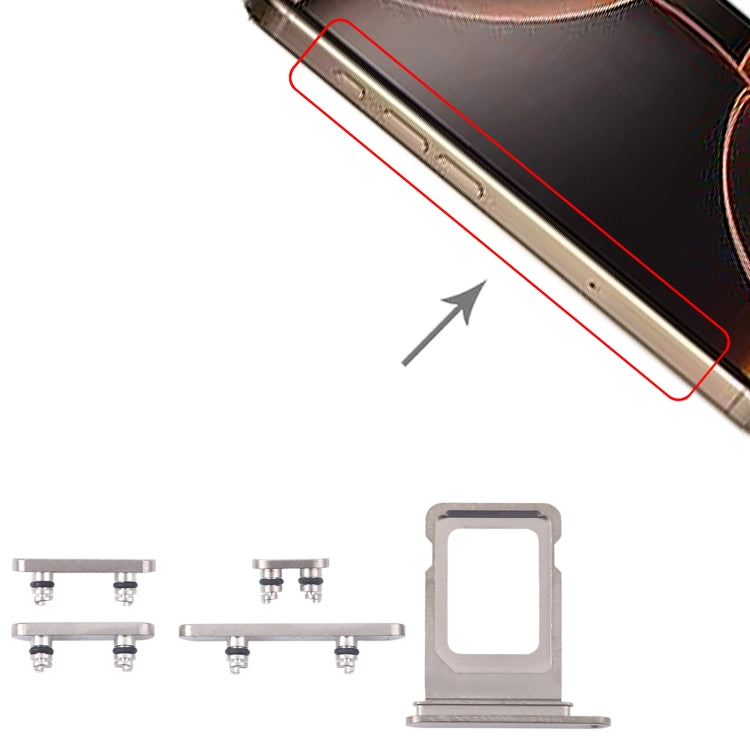 For iPhone 16 Pro Original SIM Card Tray + Side Keys (Silver) by buy2fix