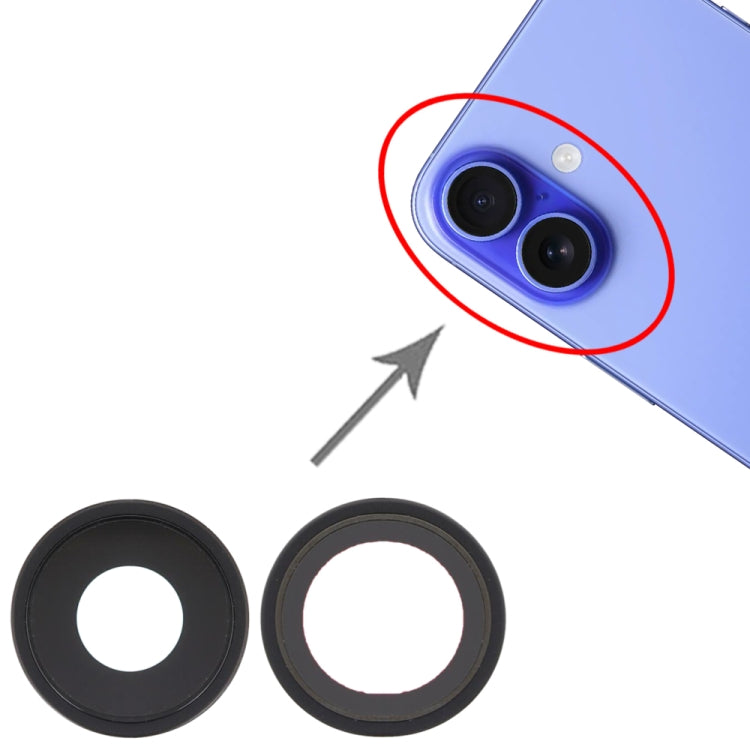 For iPhone 16 / 16 Plus Rear Camera Lens Cover (Black) by buy2fix