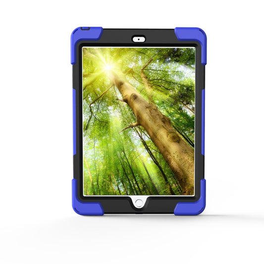 For iPad 9.7 (2018) & iPad 9.7 (2017) 360 Degree Rotation PC + Silicone Protective Case with Holder & Hand-strap(Dark Blue) - iPad 9.7 (2018) & (2017) Cases by buy2fix | Online Shopping UK | buy2fix