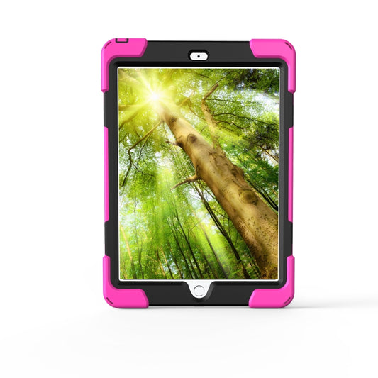 For iPad 9.7 (2018) & iPad 9.7 (2017) 360 Degree Rotation PC + Silicone Protective Case with Holder & Hand-strap(Magenta) - iPad 9.7 (2018) & (2017) Cases by buy2fix | Online Shopping UK | buy2fix