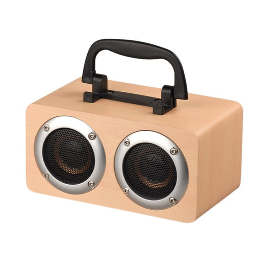 W5B Wooden Portable Dual Horn Stereo Bluetooth Speaker with Phone Holder, Support TF Card / AUX (Yellow) - Desktop Speaker by buy2fix | Online Shopping UK | buy2fix