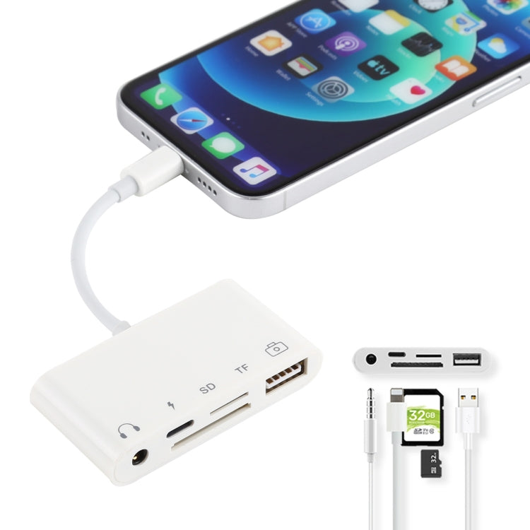 5 in 1 8 Pin to USB HUB And USB-C / Type-C And 3.5mm Earphone And SD And TF Card Reader by buy2fix