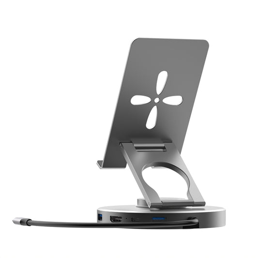 V269 Type-C / USB-C PD Power 4K/60Hz Multiport HUB Expansion Dock Swivel Stand HDMI Dongle Docking Station - Desktop Holder by buy2fix | Online Shopping UK | buy2fix