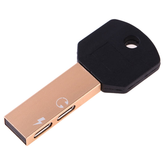 RC16 Dual 8 Pin Female to 8 Pin Male Key Shape Mini Portable Audio & Charge Adapter(Gold) by buy2fix