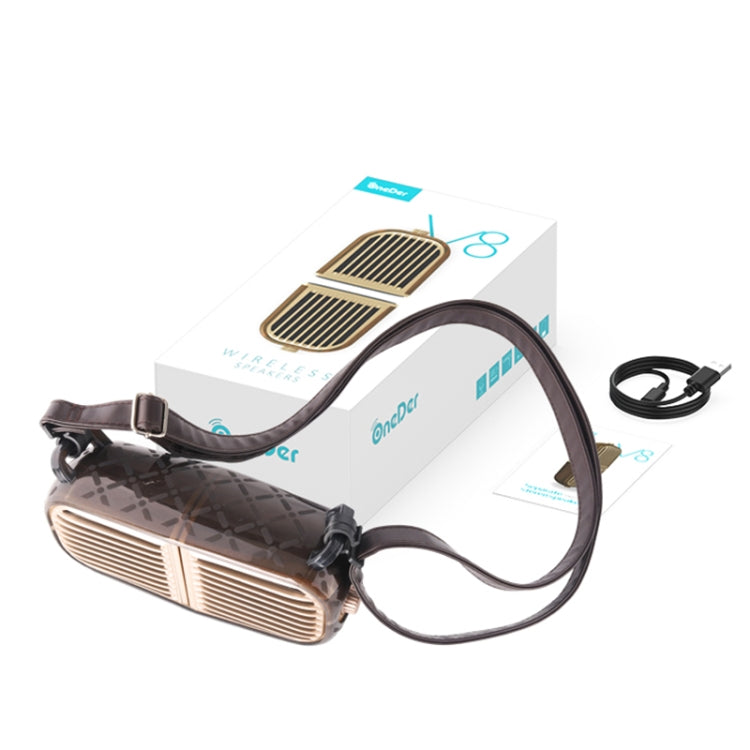 Oneder V8 Magnetic Suction Pair Stereo Sound Box Wireless Bluetooth Speaker with Strap, Support Hands-free & TF Card & AUX & USB Drive(Champagne Gold) by OneDer