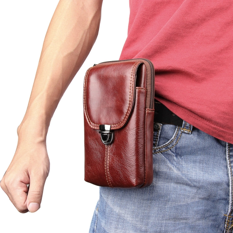 6.3 inch and Below Universal Crazy Horse Texture Genuine Leather Men Vertical Style Case Waist Bag with Belt Hole for Sony, Huawei, Meizu, Lenovo, ASUS, Cubot, Oneplus, Xiaomi, Ulefone, Letv, DOOGEE, Vkworld, and other Smartphones(Brown) by buy2fix
