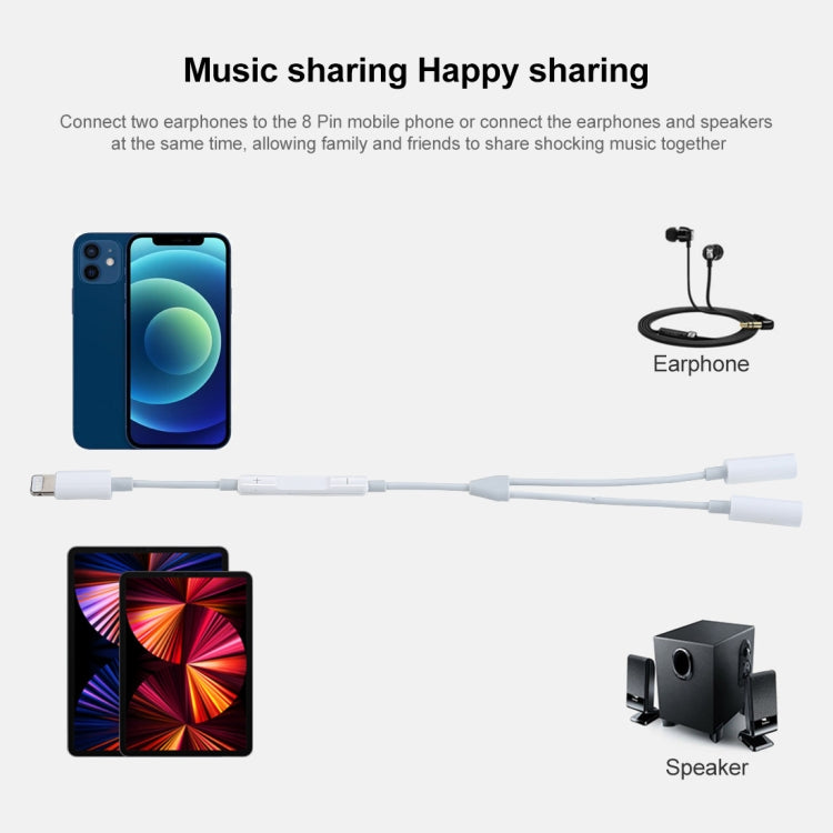 MH026 8 Pin Male to Dual 3.5mm Female Headphone Jack Wire Control Audio Adapter by buy2fix