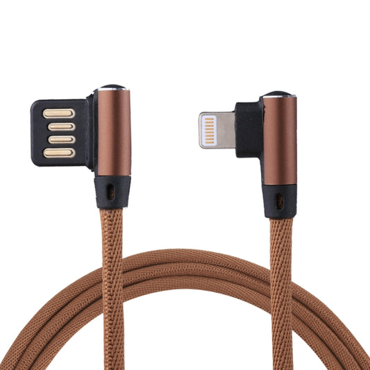 1m 2.4A Output USB to 8 Pin Double Elbow Design Nylon Weave Style Data Sync Charging Cable(Coffee) by buy2fix