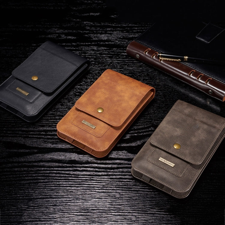 DG.MING Universal Cowskin Leather Protective Case Waist Bag with Card Slots & Hook, For iPhone, Samsung, Sony, Huawei, Meizu, Lenovo, ASUS, Oneplus, Xiaomi, Cubot, Ulefone, Letv, DOOGEE, Vkworld, and other Smartphones Below 5.2 inch(Brown) by DG.MING