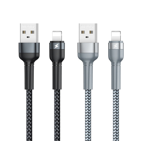 REMAX RC-124i 1m 2.4A USB to 8 Pin Aluminum Alloy Braid Fast Charging Data Cable for iPhone, iPad(Black) by REMAX