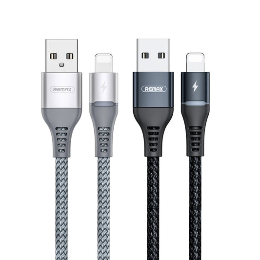 REMAX RC-152I 1m 2.4A USB to 8 Pin Colorful Breathing Data Cable(Silver) by REMAX