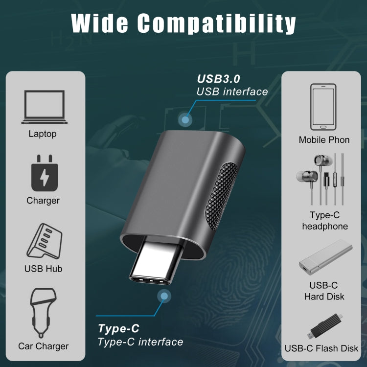 2 PCS SBT-158 USB-C / Type-C Male to USB 3.0 Female Zinc Alloy Adapter(Gold) by buy2fix