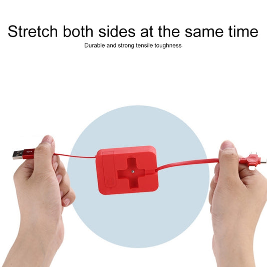 019-1 3 in 1 USB to 8 Pin + Micro USB + USB-C / Type-C Macaron Telescopic Data Cable with Storage Slot & Bracket, Cable Length: 1m (Red) by buy2fix