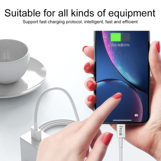 IVON CA70 8 Pin Fast Charging Data Cable, Length: 2m (White) by IVON