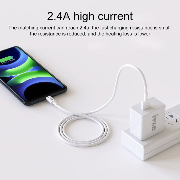 IVON CA70 Type-C / USB-C Fast Charging Data Cable, Length: 2m (White) by IVON