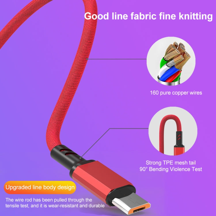 Braided 3A 3 in 1 USB to Type-C / 8 Pin / Micro USB Fast Charging Cable, Cable Length: 1.2m(Black) by buy2fix