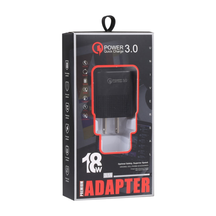 LZ-2117 18W QC3.0 3.1A USB Fast Charger, US Plug (Black) by buy2fix