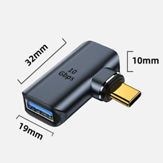 10 Gbps USB Female to USB-C/Type-C Male Magnetic Side Bend Charging Adapter (Silver) by buy2fix