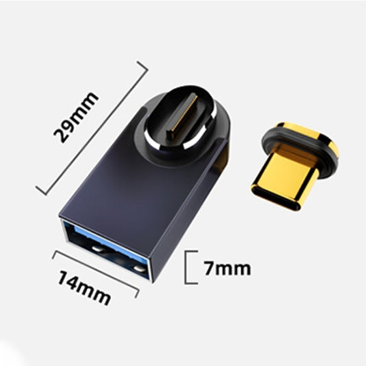 10 Gbps USB Female to Type-C Male Magnetic Magnetic Medium Elbow Charging Adapter by buy2fix