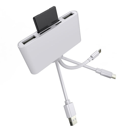 5 in 1 8 Pin + Type-C / USB-C + USB + TF Card + SD Card Multi-function Camera Reader Adapter by buy2fix