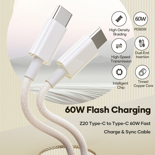 ROCK Z20 1m PD60W USB-C / Type-C to USB-C / Type-C Fast Charging Data Cable - USB-C & Type-C Cable by ROCK | Online Shopping UK | buy2fix