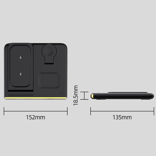 C27 15W 4 in 1 Foldable Magnetic Wireless Charger with Ambient Light (White) by buy2fix