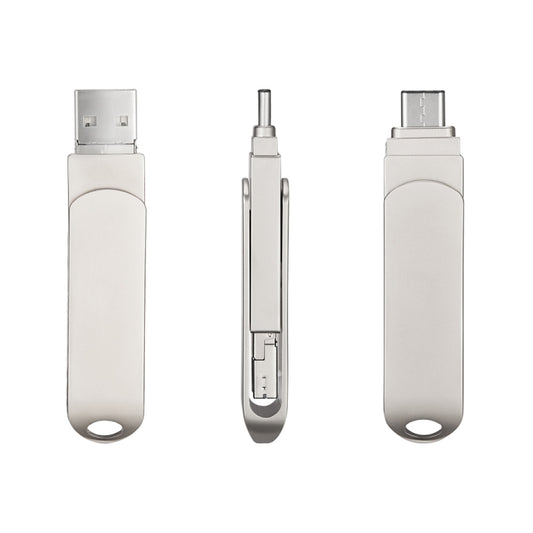 RQW-10X 3 in 1 USB 2.0 & 8 Pin & USB-C / Type-C 64GB Flash Drive, for iPhone & iPad & iPod & Most Android Smartphones & PC Computer by buy2fix